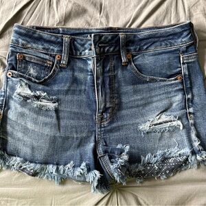 American Eagle Outfitters Blue Distressed Jean Shorts